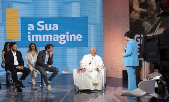 Pope Francis is the first pontiff to be interviewed in a TV studio