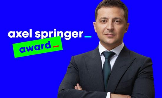 Volodymyr Zelensky receives the 2022 Axel Springer Award